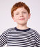 Children's long-sleeved stripy T-shirt blue/white/blue
