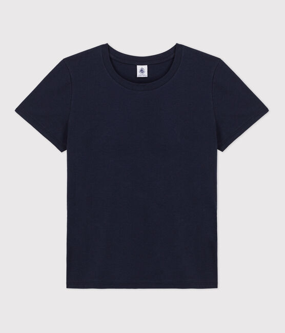 Women's Straight Round-Neck Cotton T-Shirt SMOKING blue