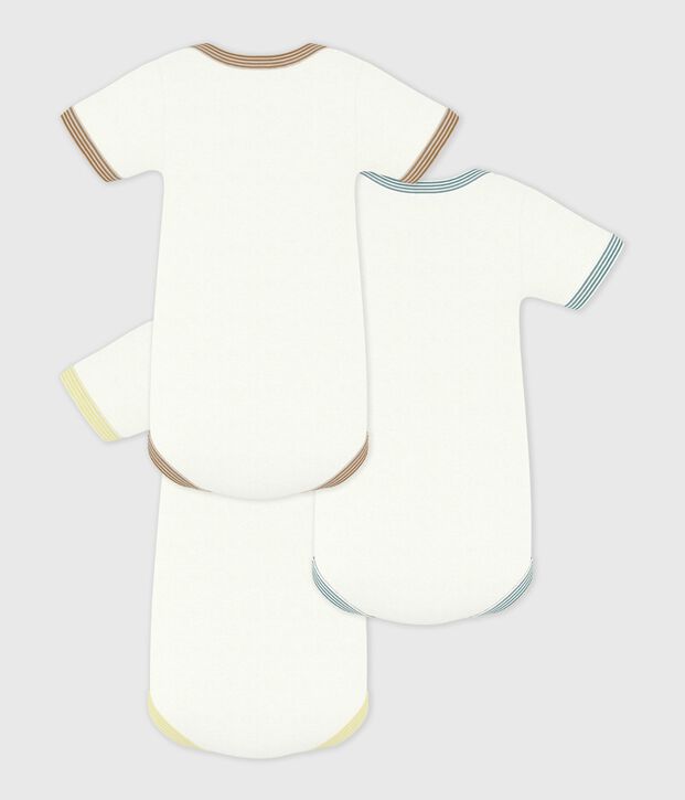 Pack of babies' short-sleeved plain cotton bodies multicolor