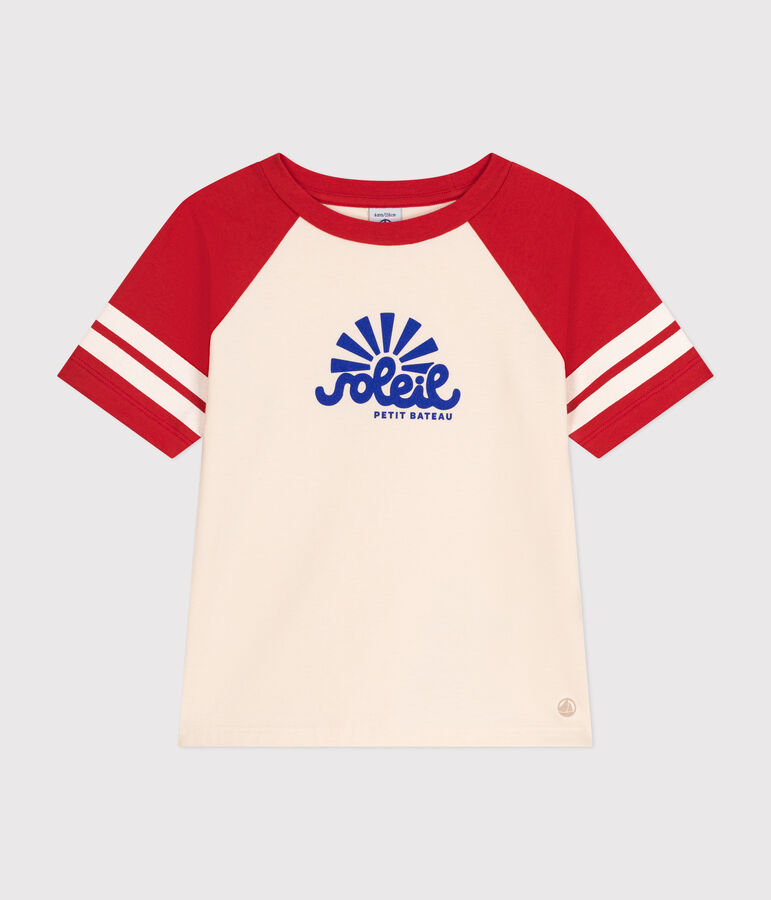 Boys' Printed Jersey T-shirt Ecru/red
