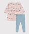 Babies' Printed Fleece Dress With Leggings SALINE pink/MULTICO white