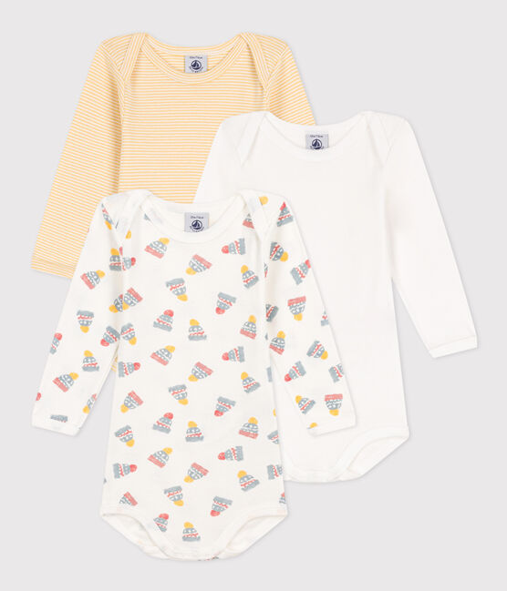 Babies' Long-Sleeved Cotton Bonnet Bodysuits - 3-Pack variante 1