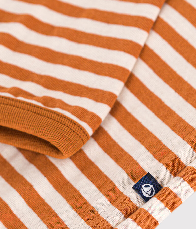 Babies' Long Tube Knit Bodysuit brown/ecru