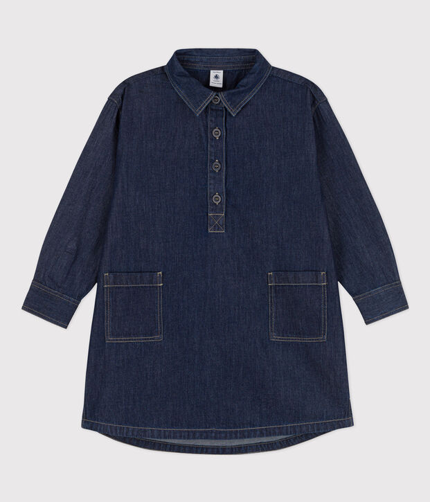 Girls' Long-Sleeved Denim Dress blue