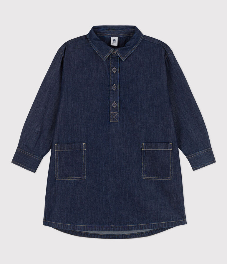 Girls' Long-Sleeved Denim Dress blue
