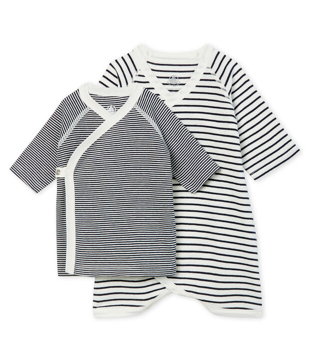 Baby Kimono Bodysuit and Undershirt Set in Rib Knit multicolor