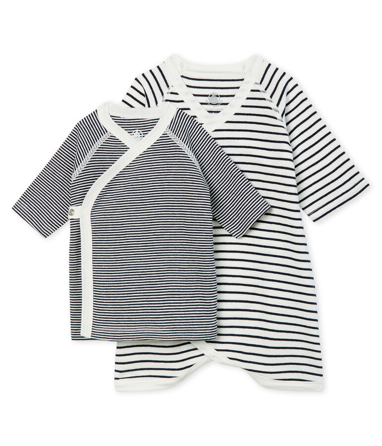 Baby Kimono Bodysuit and Undershirt Set in Rib Knit multicolor