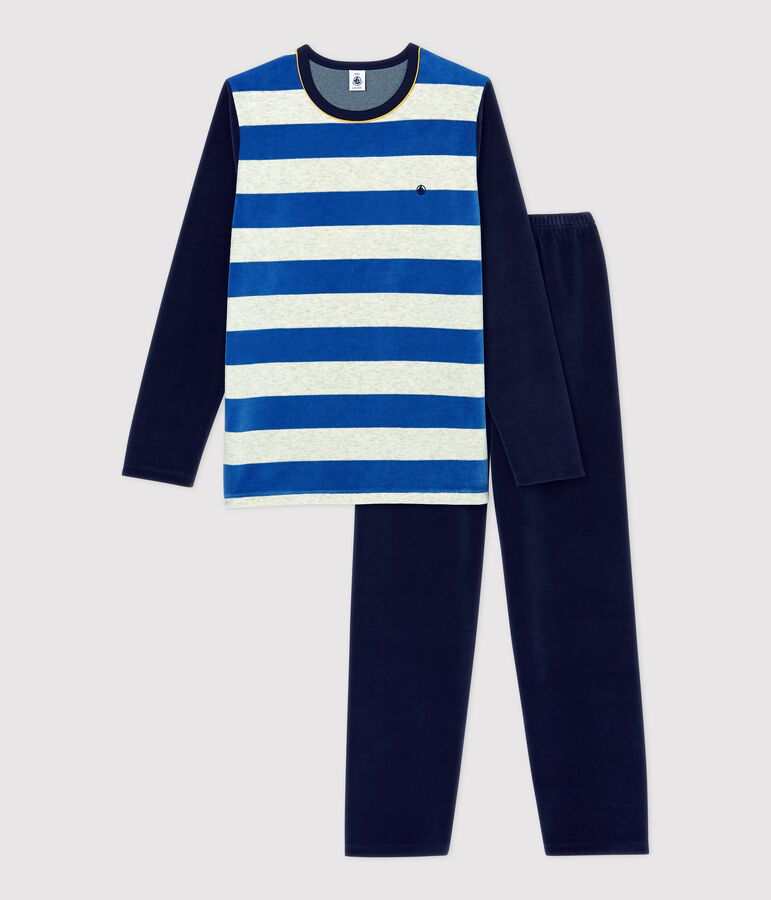 Boys' Striped Velour Pyjamas blue/multicolor