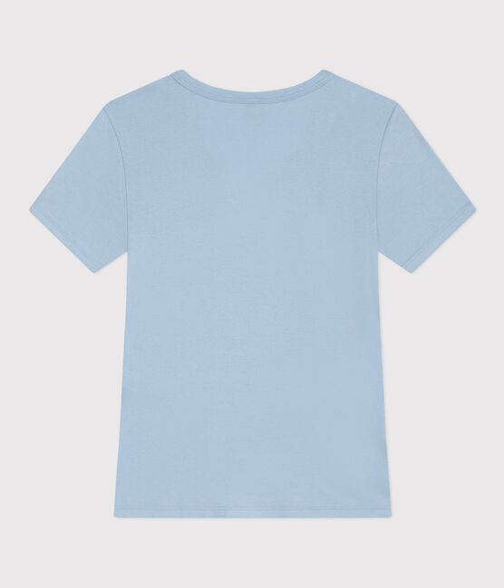 Women's short-sleeved plain cotton T-shirt FLO blue