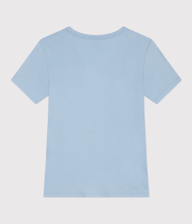 Women's short-sleeved plain cotton T-shirt blue