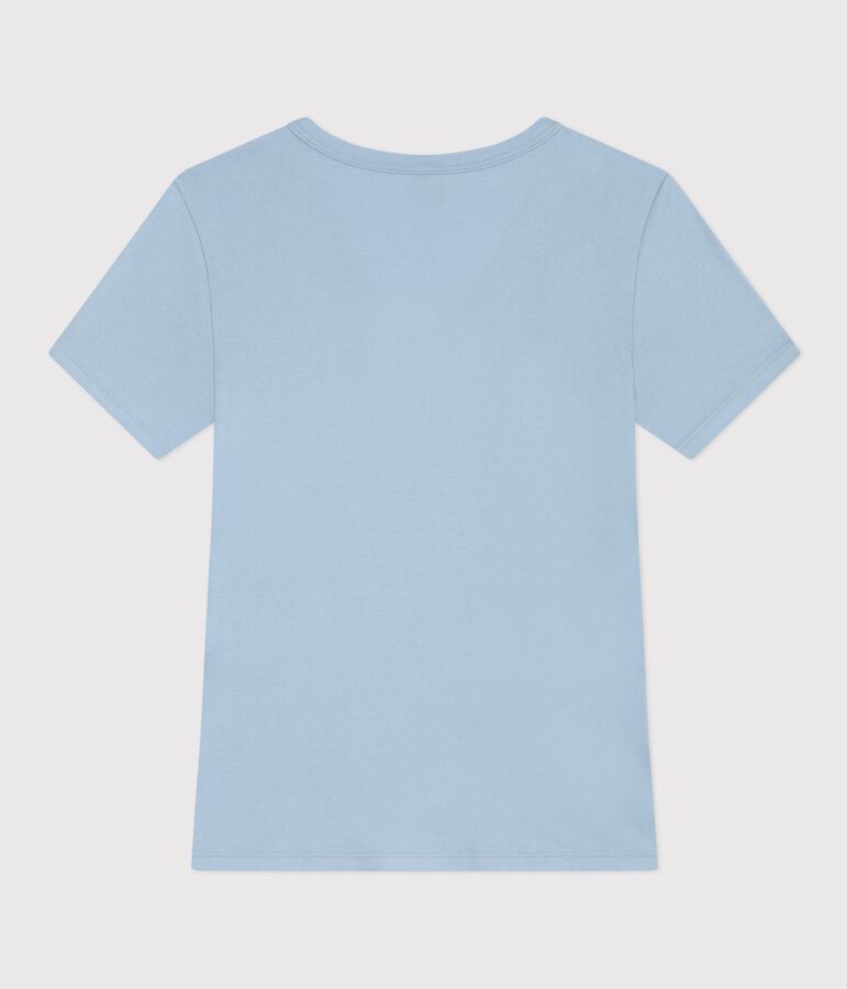 Women's short-sleeved plain cotton T-shirt blue