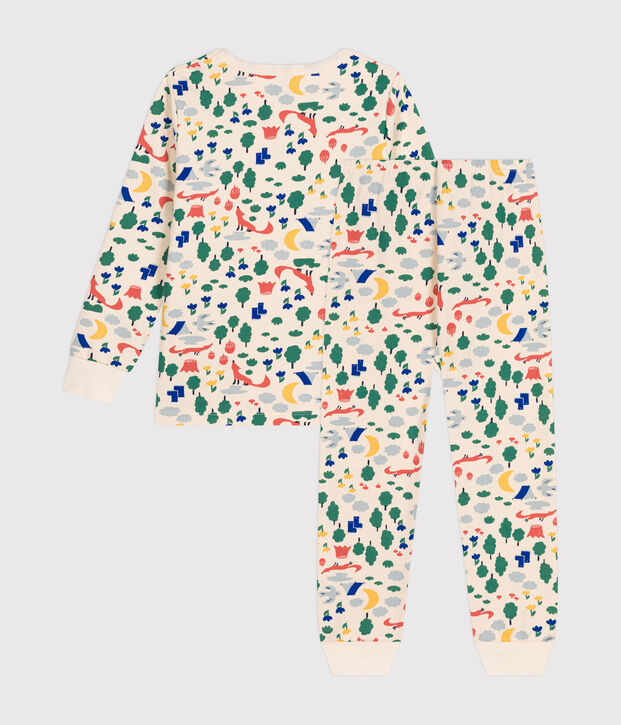 Children's forest print brushed fleece pyjamas Ecru/multicolor