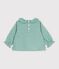 Babies' long-sleeved gingham heart-print cotton blouse green/white