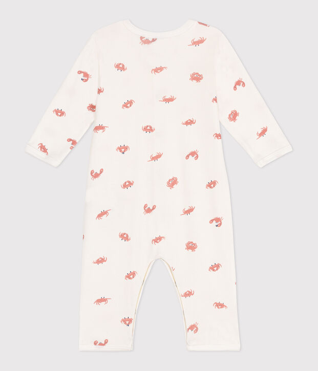 Babies' footless cotton crab pyjamas white/multicolor