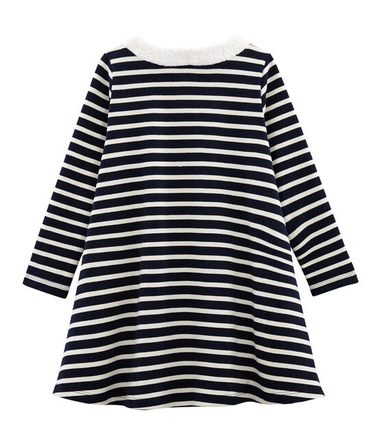 Girl's Long-sleeved Dress SMOKING blue/COQUILLE beige