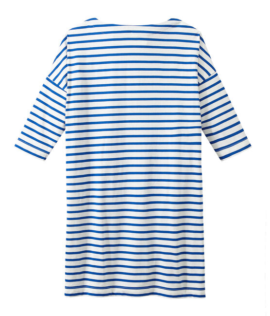 Women's nautical striped dress MARSHMALLOW white/PERSE blue