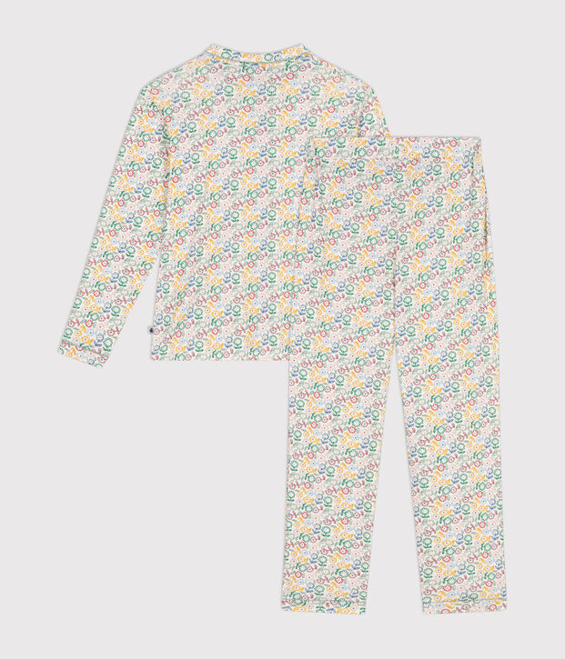 Women's floral print cotton pyjamas white/multicolor