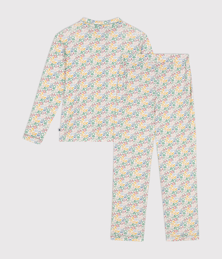 Women's floral print cotton pyjamas MARSHMALLOW white/MULTICO white