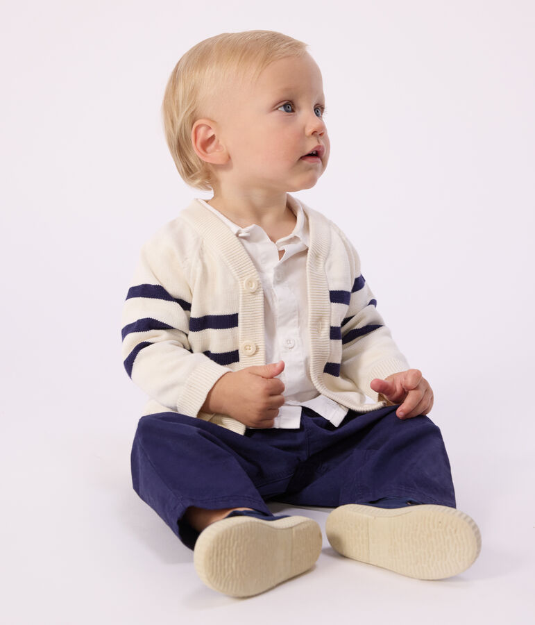 Babies' plain twill trousers SOIR blue