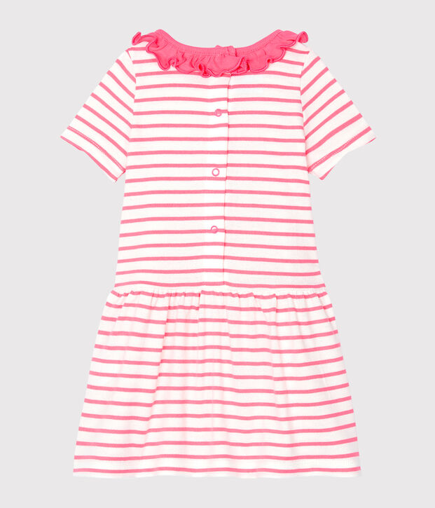 Baby Girls' Striped Dress with Ruff white/pink