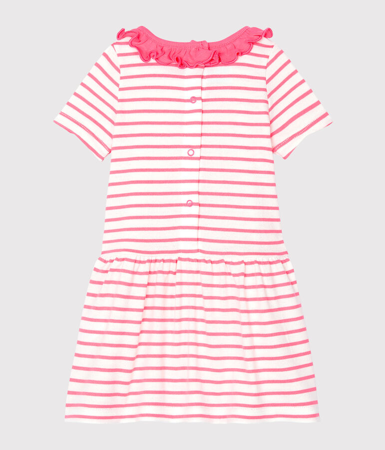 Baby Girls' Striped Dress with Ruff white/pink