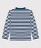 Boys' Long-Sleeved Cotton T-Shirt MEDIEVAL blue/MARSHMALLOW white