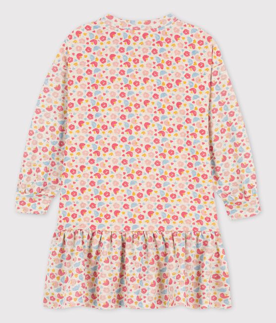 Girls' Long-Sleeved Wool/Cotton Dress MONTELIMAR beige/MULTICO white
