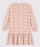 Girls' Long-Sleeved Wool/Cotton Dress MONTELIMAR beige/MULTICO white