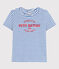Women's Straight Round-Neck Cotton T-Shirt MARSHMALLOW white/PERSE blue
