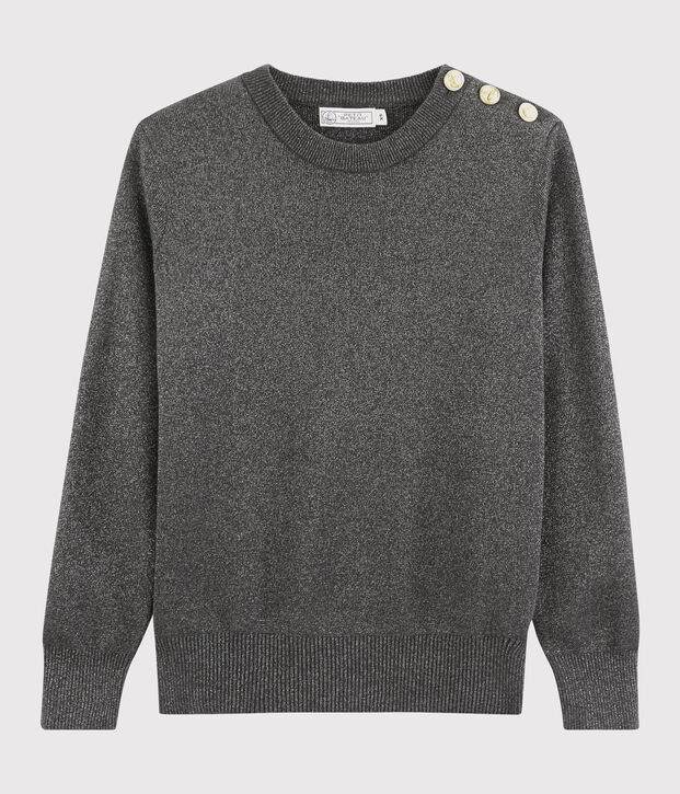 Women's shiny cotton jumper grey/grey
