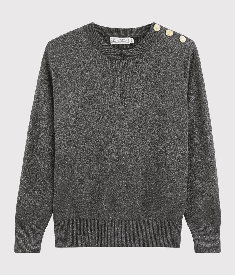 Women's shiny cotton jumper grey/grey