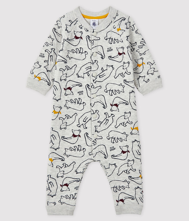 Baby boy's long playsuit BELUGA grey/MULTICO white