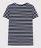 Women's Straight Round-Neck Cotton T-Shirt SMOKING blue/MARSHMALLOW white