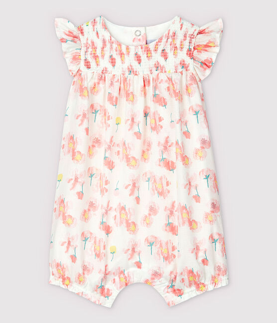 Baby Girls' Poplin Playsuit MARSHMALLOW white/MULTICO white