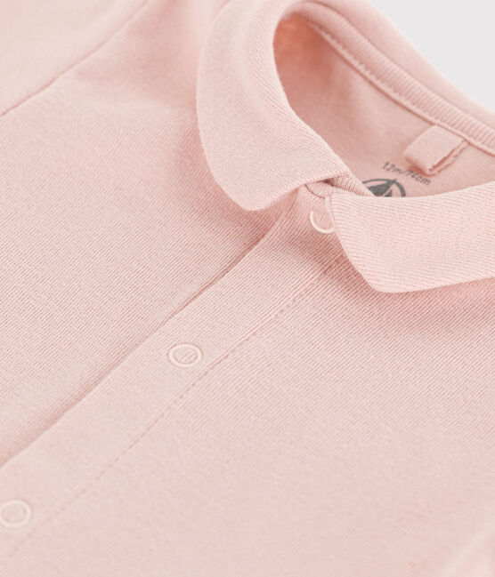 Babies' Short-Sleeved Cotton Bodysuit with Collar SALINE pink
