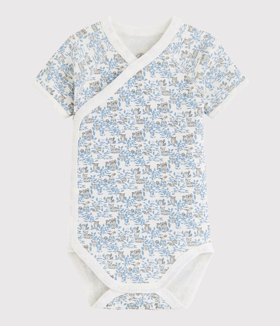 Unisex Babies' Short-Sleeved Wrapover Bodysuit MARSHMALLOW white/MULTICO white