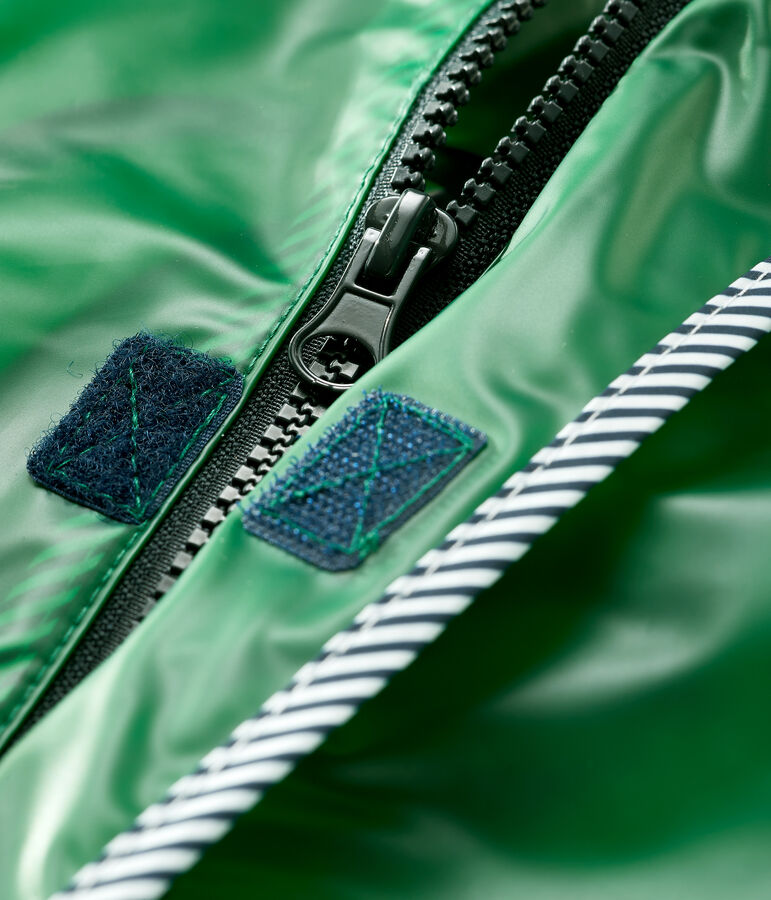 Unisex transparent waxed coat for babies PRADO green