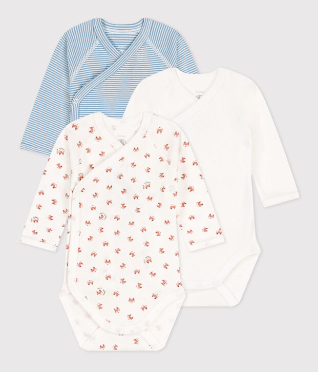BABIES' LONG-SLEEVED COTTON BODYSUITS - 3-PACK multicolor