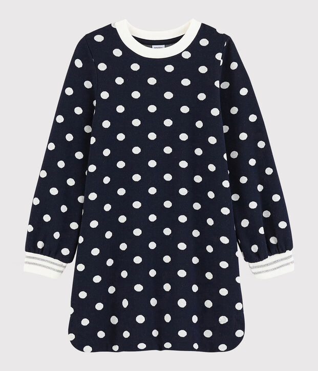 Girl's Long-sleeved Dress blue/white