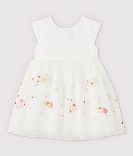 Baby Girls' Embroidered Tulle Formal Dress MARSHMALLOW white/MULTICO white