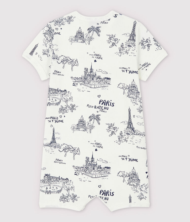 Babies' Toile de Jouy Paris Cotton Playsuit white/blue