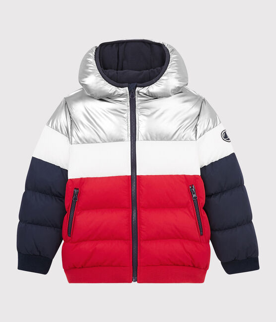 Boys' puffer jacket SMOKING blue/TERKUIT red/MARSHMALLOW