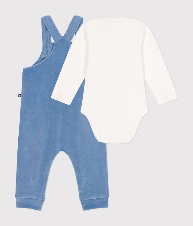 Babies' corduroy dungaree set blue
