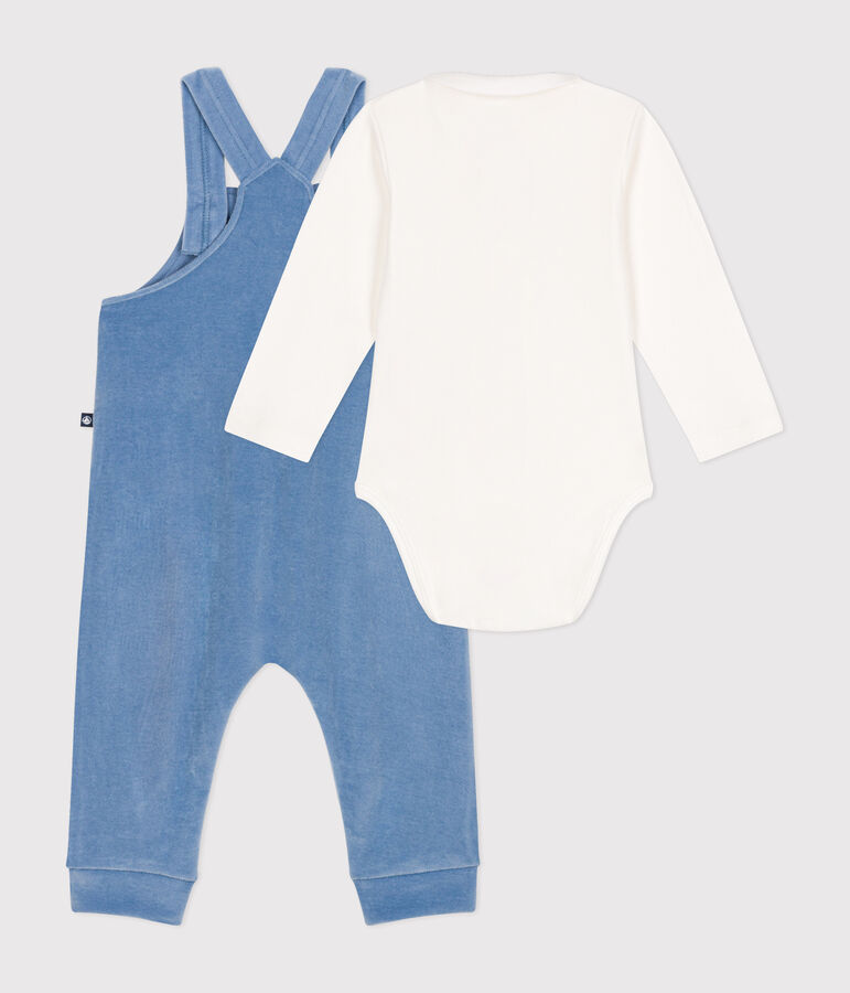 Babies' corduroy dungaree set blue