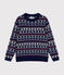 Women's wool and cotton jacquard jumper MEDIEVAL blue/MULTICO white