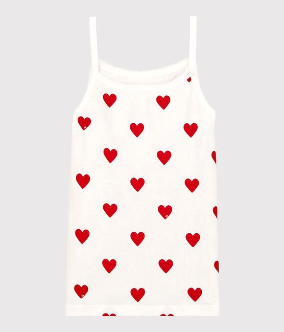 Women's Heart Cotton Strappy Top MARSHMALLOW white/TERKUIT red