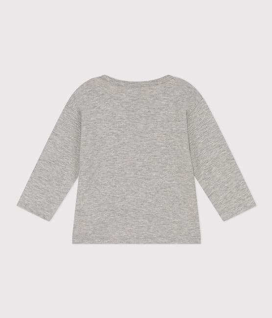 Babies' Long-Sleeved Slub Jersey T-Shirt CHATON CHINE grey