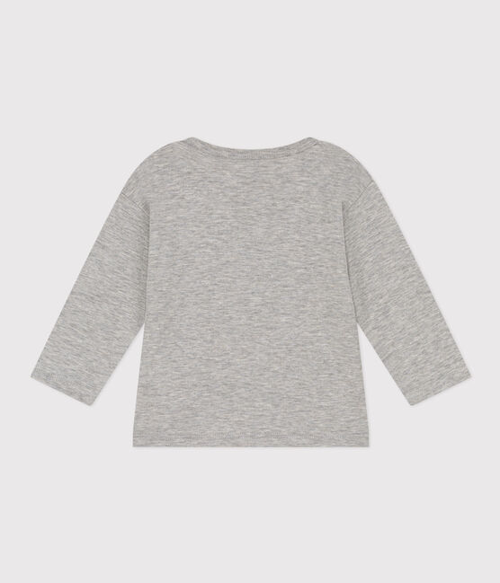 Babies' Long-Sleeved Slub Jersey T-Shirt CHATON CHINE grey