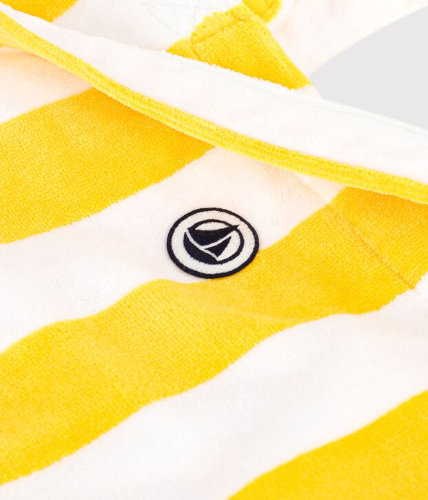 Women's stripy cotton terry beach bag yellow/white