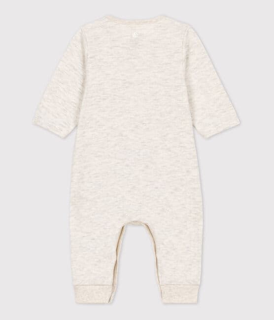 Babies' Plain Organic Tube Knit Long Playsuit MONTELIMAR CHINE beige